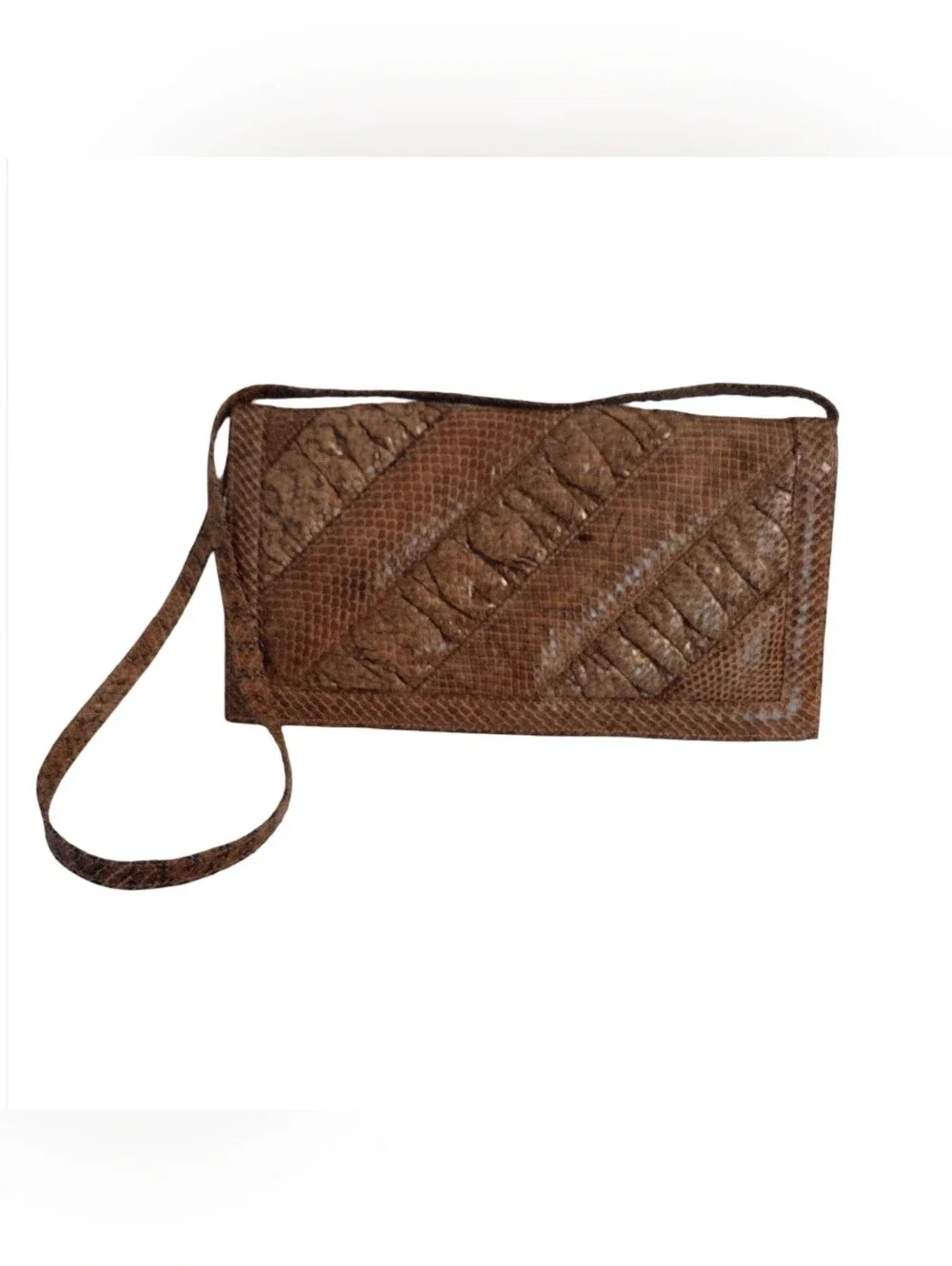 Vintage Brown Textured Crossbody Bag